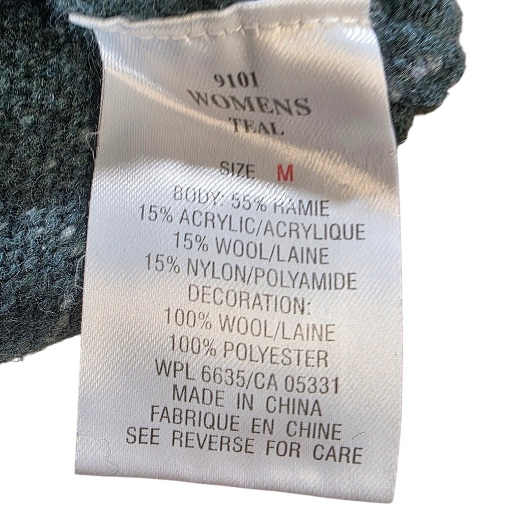 Vintage Woolrich Womens Teal Marled Wool Blend Quarter Zip Sweater Size M 9101 - Picture 10 of 10